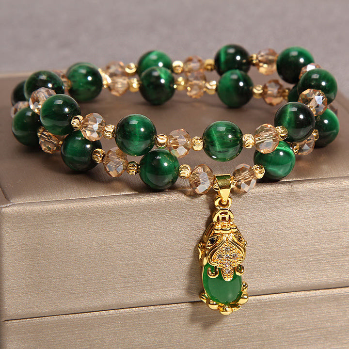 Ojo de tigre Pixiu Fox bolsa de dinero protección confianza en sí mismo pulsera de doble envoltura - image 9