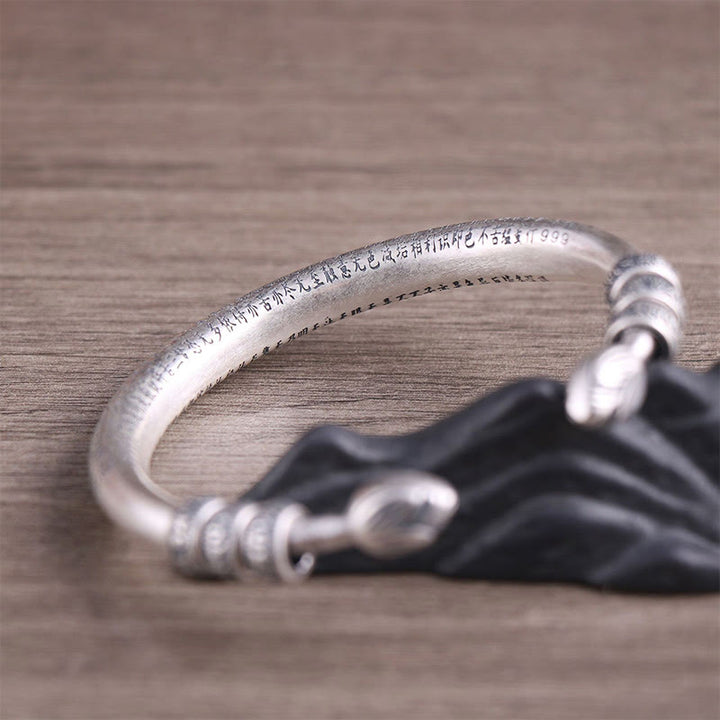 Pulsera de plata de ley 999 con Buddha Stones con forma de corazón Sutra Om Mani Padme Hum grabado paz pureza - image 3