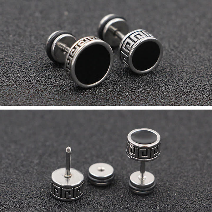 Pendientes redondos de equilibrio de acero titanio para hombre con Buddha Stones - image 3