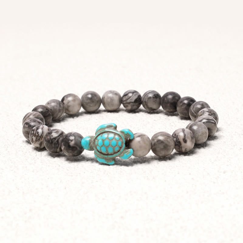Pulsera de bendición de turquesa de tortuga marina de piedra natural de Buddha Stones