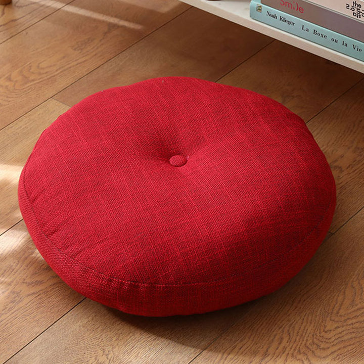 Cojín de asiento de meditación de lino con diseño Simple de loto, decoración para el hogar y la sala de estar - Desmontable - 40 cm x 10 cm - Carmesí - image 17