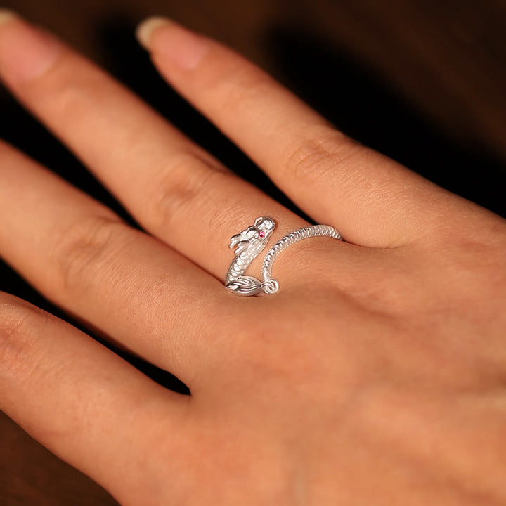 Anillo ajustable de plata de ley 925 con Buddha Stones , diseño vintage del Año del Dragón, protección de la suerte - image 16