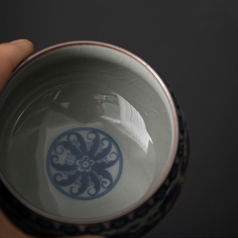Taza de té de cerámica con Buddha Stones, paisaje de montaña, pabellón de orquídeas de loto, taza de té de Kung Fu