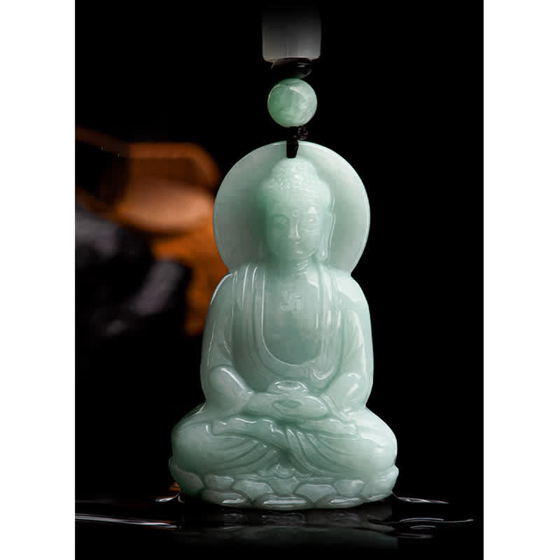 Collar de cadena de compasión con amuleto de jade de Buda Amitabha de Buddha Stones - image 14