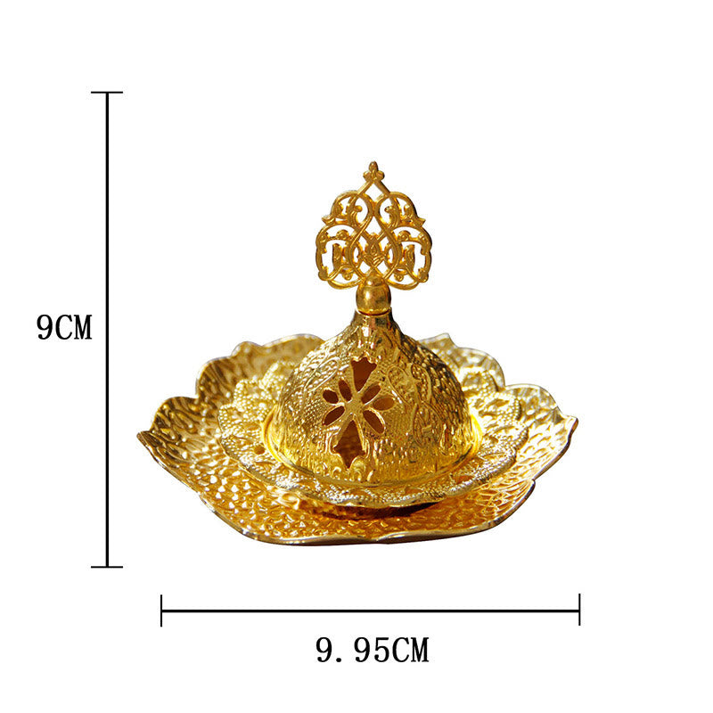 Posavasos con forma de hoja de oro, miniquemador de incienso espiritual de aleación de Metal