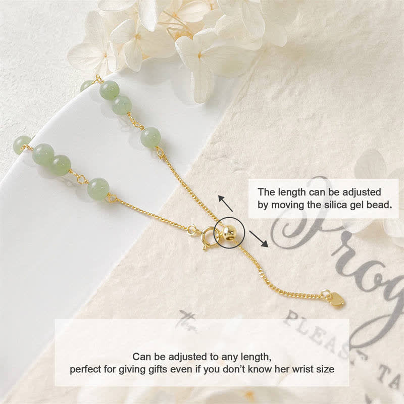 Pulsera con cuentas de suerte llena de oro de 14 quilates con jade hetiano natural único de Buddha Stones - image 12