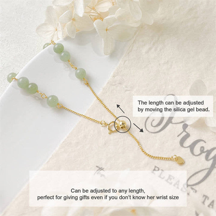 Pulsera con cuentas de suerte llena de oro de 14 quilates con jade hetiano natural único de Buddha Stones - image 12
