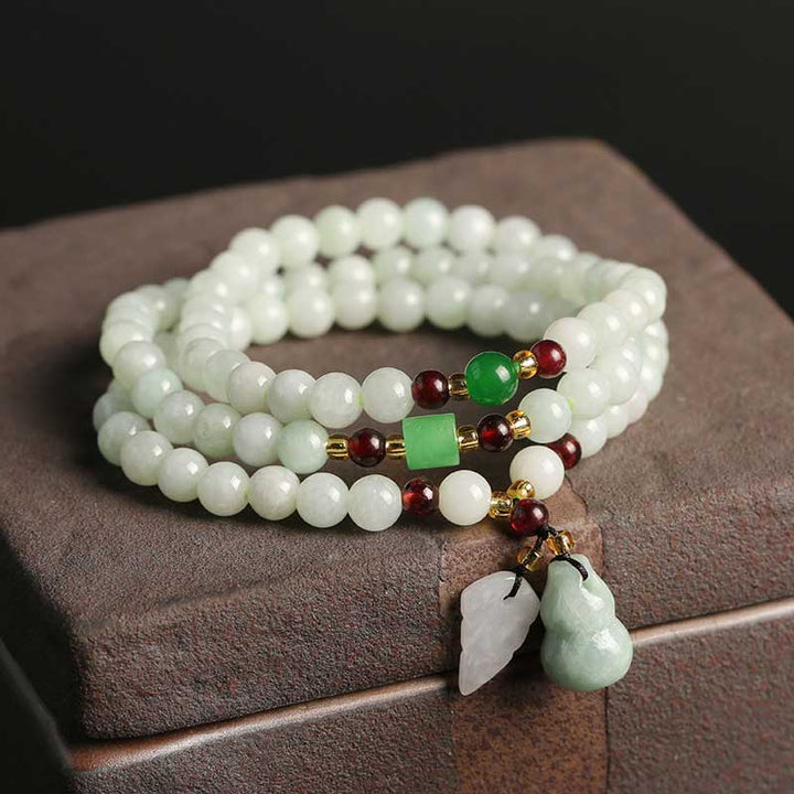 Pulsera de la abundancia de Buddha Stones Pixiu de jade natural con piedras de Buda