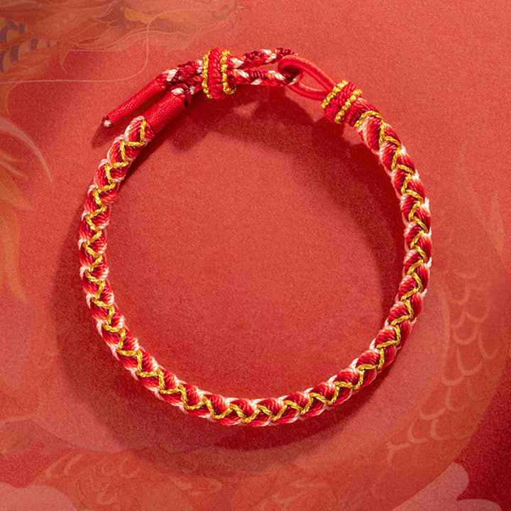 Pulsera de cuerda de protección a escala del año del dragón hecha a mano con Buddha Stones