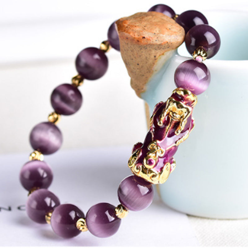 Pulsera de riqueza con ojo de gato Pixiu de Buddha Stones