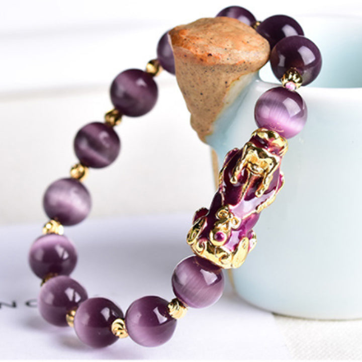Pulsera de riqueza con ojo de gato Pixiu de Buddha Stones