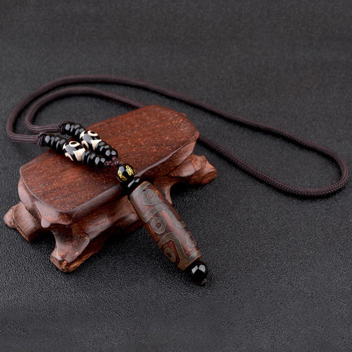 Collar de protección de la riqueza con cuentas Dzi de nueve ojos y Buddha Stones - image 8