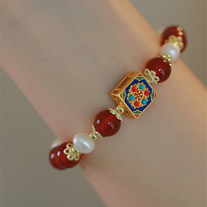 Pulsera Autoaceptación Confianza Perla Ágata Roja Buddha Stones