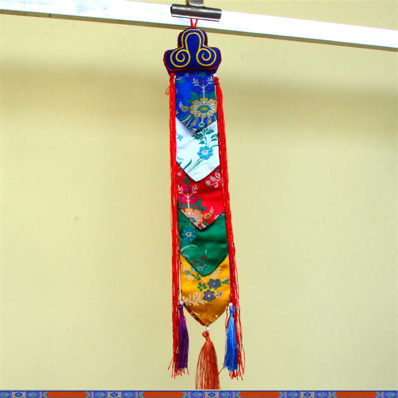 Flor de loto Ocho símbolos auspiciosos Meditación Iluminación Borlas coloridas Arte de pared