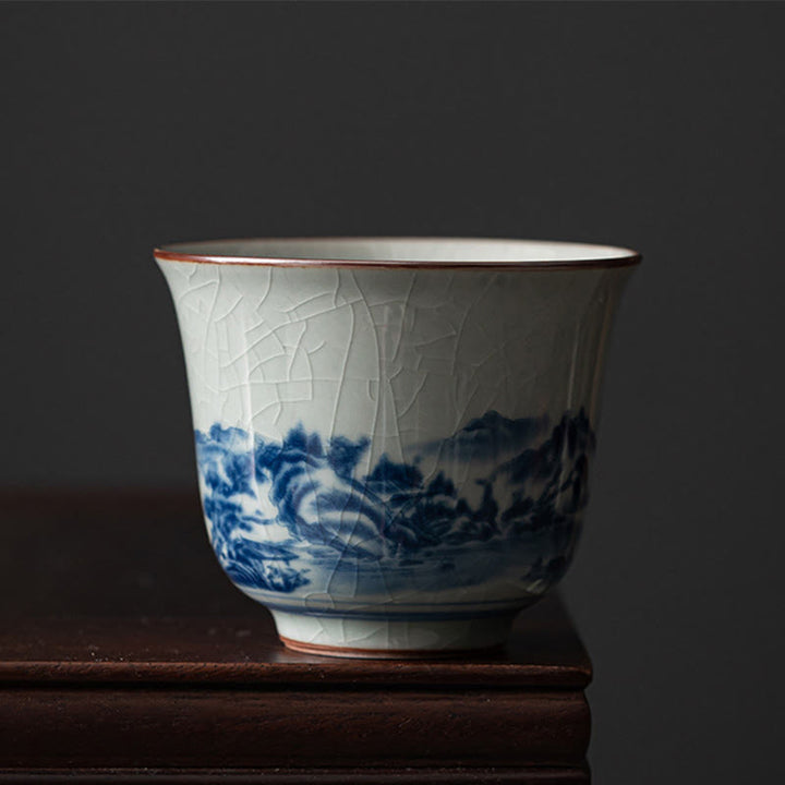 Taza de té de cerámica con Buddha Stones, paisaje de montaña, pabellón de orquídeas de loto, taza de té de Kung Fu