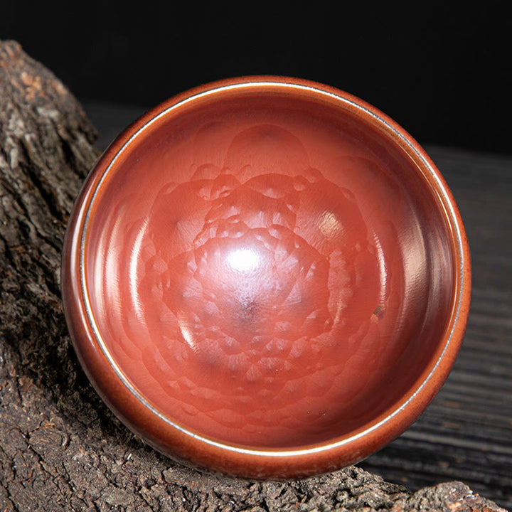 Taza de té de cerámica con diseño de loto Jianzhan chino hecho a mano con Buddha Stones , taza de té de Kung Fu