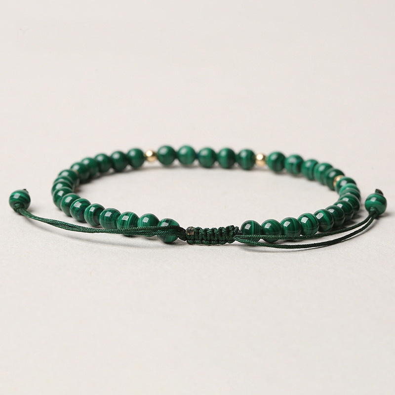 Pulsera de hilo de calma y protección de malaquita natural con Buddha Stones