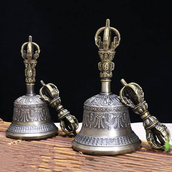 Campana de meditación tibetana y juego de decoración de iluminación de cobre Vajra Dorje