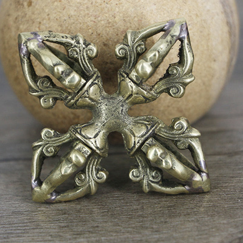 Nepal hecho a mano 5 puntas doble Dorje cobre fuerza Vajra