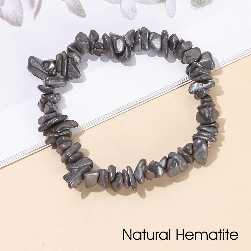 Pulsera calmante de calidez de piedra de cristal de forma irregular natural - Hematita natural (circunferencia de la muñeca: 15-18 cm) - image 54