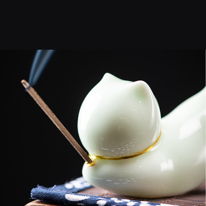 Precioso gato Panda cerámica bendición quemador de incienso decoración - image 12