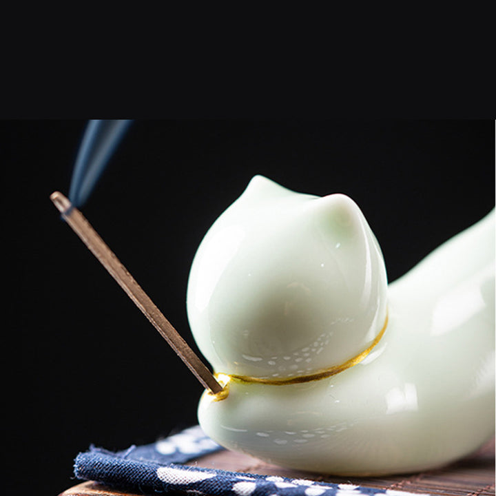 Precioso gato Panda cerámica bendición quemador de incienso decoración - image 12