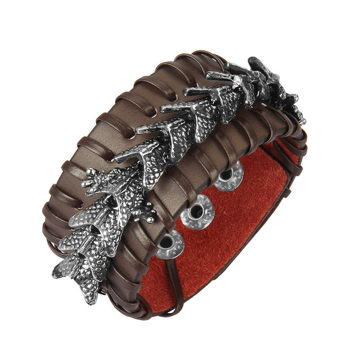 Pulsera de tejido de protección de cuero de dragón
