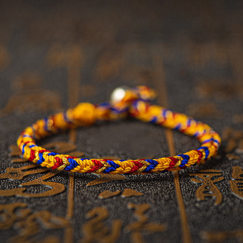 Buddha Stones;Que seas buena fortuna y éxito; Pulsera Suerte Multicolor - Naranja Rojo Azul - 19 cm - image 0