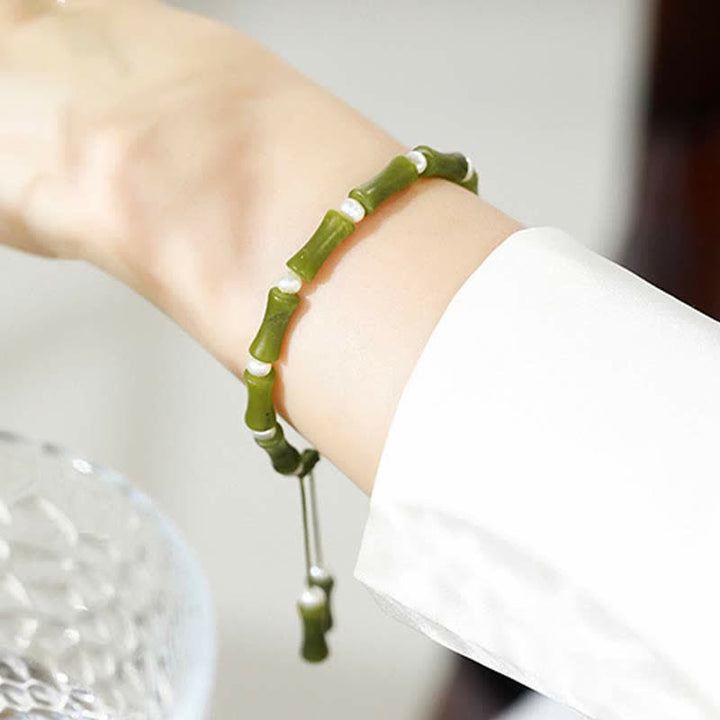 Pulsera de la paz del amor del patrón de bambú del peridoto natural de las Buddha Stones