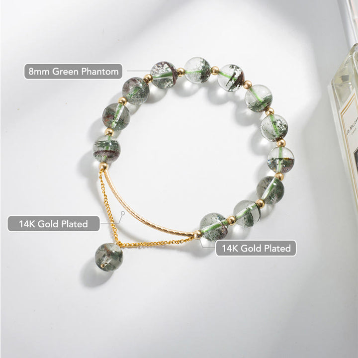 Pulsera con dije de confianza de cristal fantasma verde de Buddha Stones