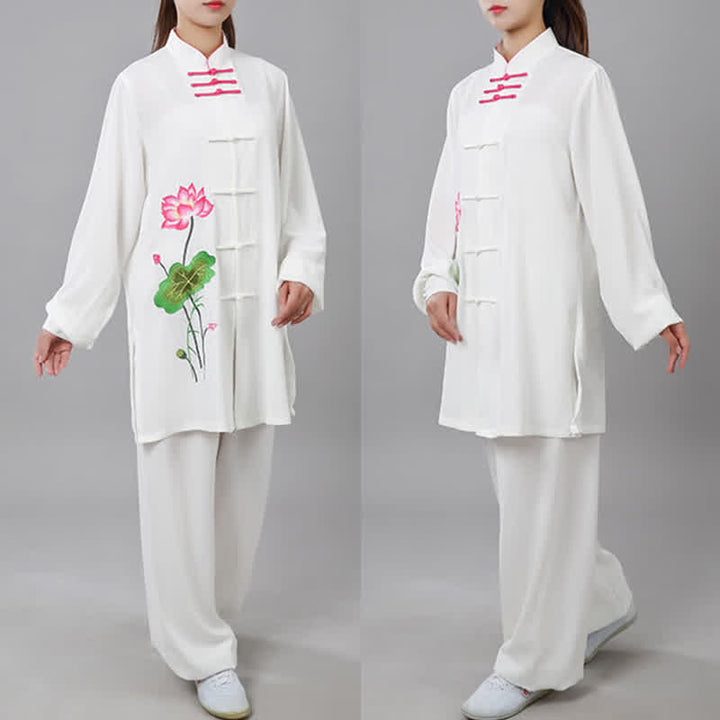 Conjunto de ropa para mujer con diseño de hojas y flores de loto y piedras de Buddha Stones para meditación, tai chi, oración y práctica espiritual zen - image 34