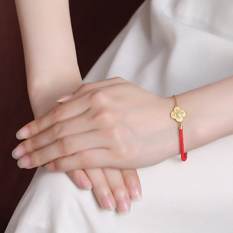 Pulsera de la suerte con circonitas y trébol de cuatro hojas chapada en plata de ley 925 con Buddha Stones - image 3