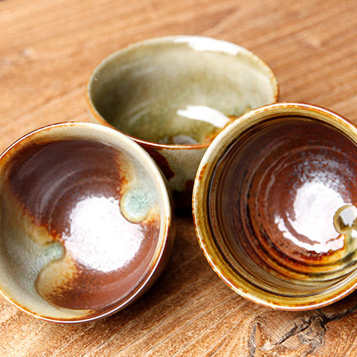 Buddha Stones Vintage marrón Beige horno cambio taza de té de cerámica Kung Fu taza de té tazón