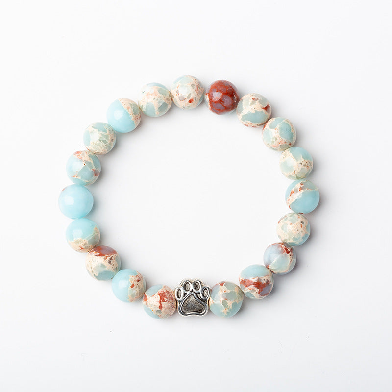 Pulsera de calma positiva con pata de perro de ágata verde de ágata india