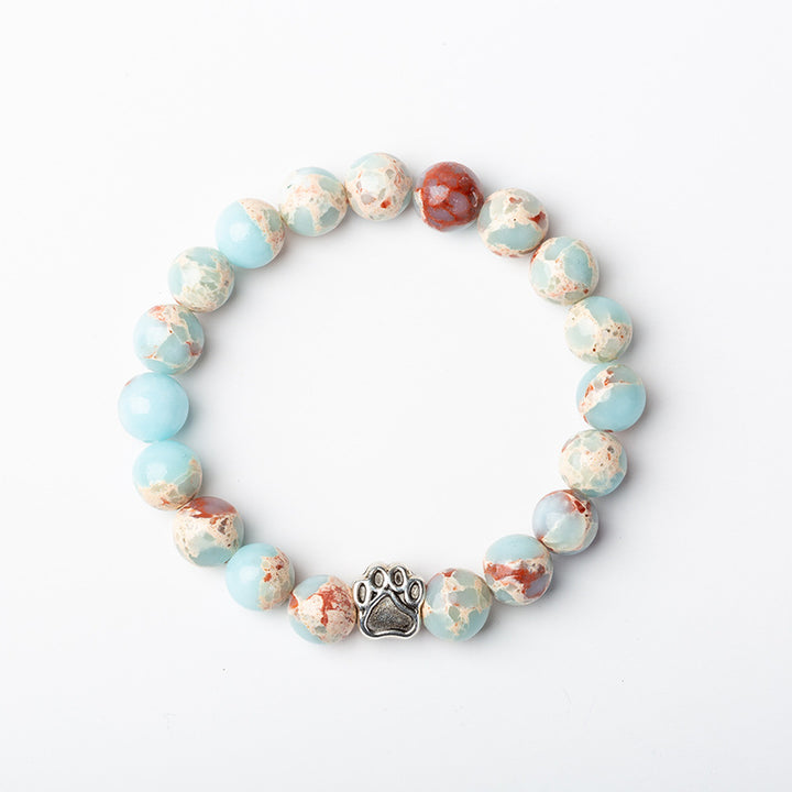 Pulsera de calma positiva con pata de perro de ágata verde de ágata india
