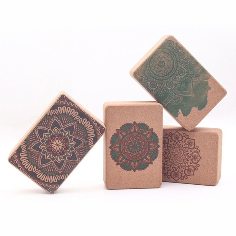Bloque de corcho de yoga consciente con mandala tibetana de Buddha Stones