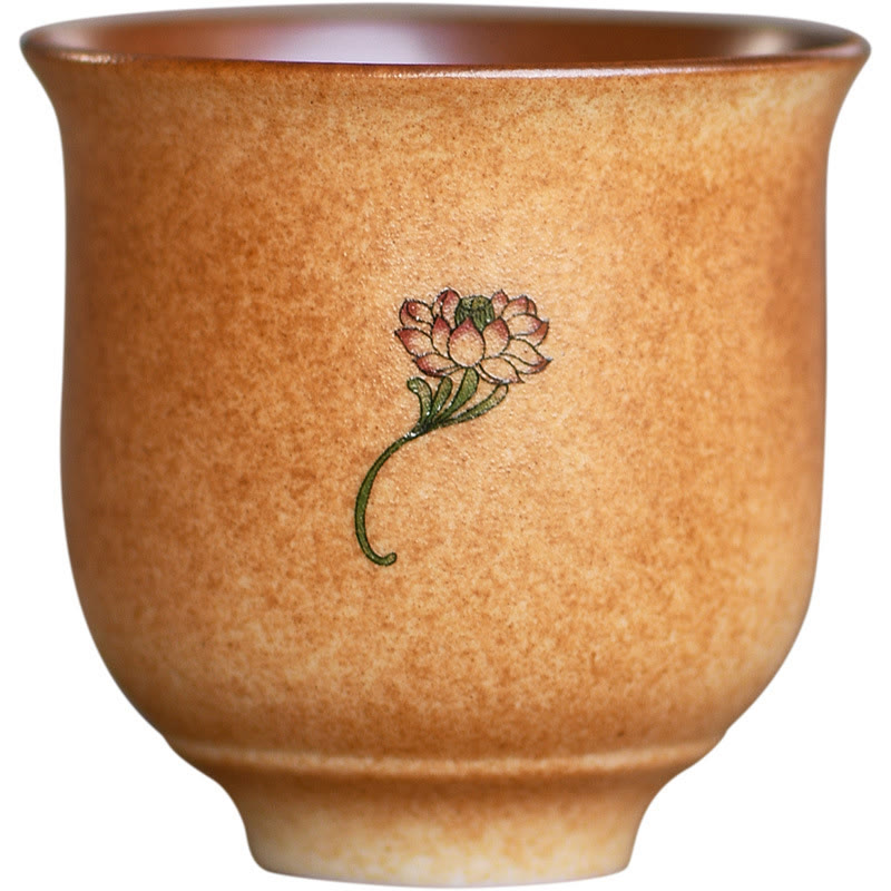 Buddha Stones pequeños frescos de Dunhuang taza de té de cerámica de loto taza de té de Kung Fu 90ml