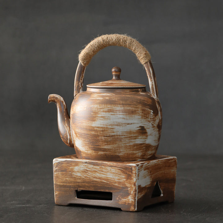 Tetera de kungfú de cerámica de té chino Gongfu marrón Retro de Buddha Stones 700ml con Base