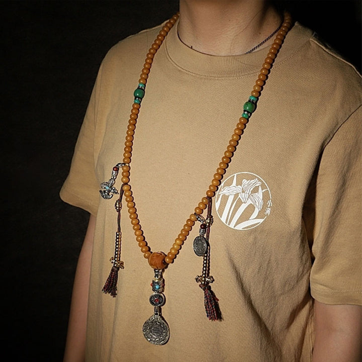 Tíbet 108 Mala cuentas Bodhi semilla Bagua Vajra pulsera de riqueza