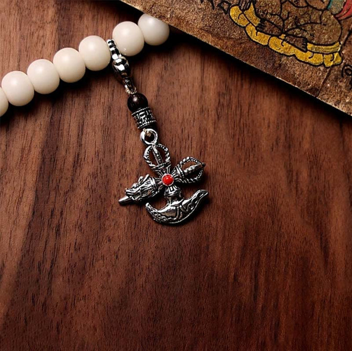 Buddha Stones Tíbet 108 cuentas Mala semilla Bodhi Bagua Vajra Dzi cuentas ágata gris pulsera de riqueza