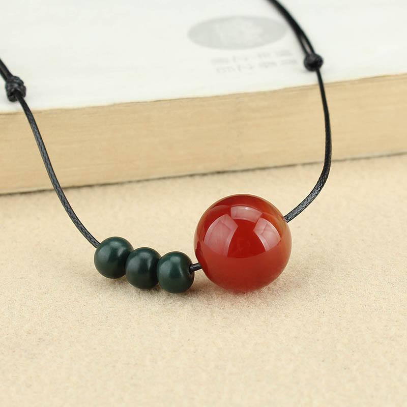 Buddha Stones, ágata roja, Aventurina verde, cuentas de semilla de Bodhi, collar de cuerda de cuero tranquilo, colgante
