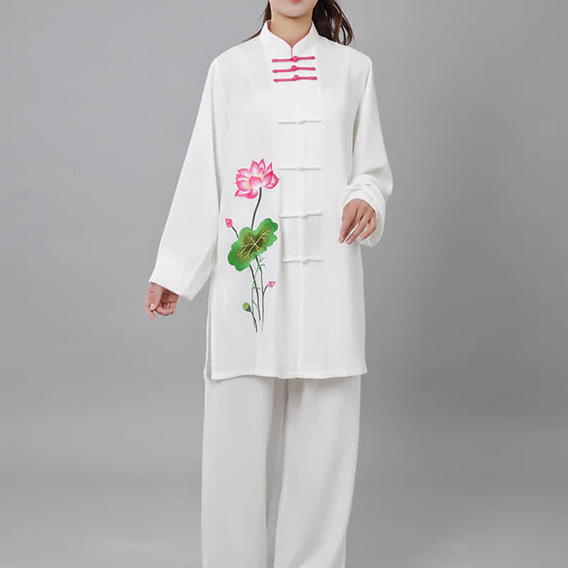 Conjunto de ropa para mujer con diseño de hojas y flores de loto y piedras de Buddha Stones para meditación, tai chi, oración y práctica espiritual zen - image 28