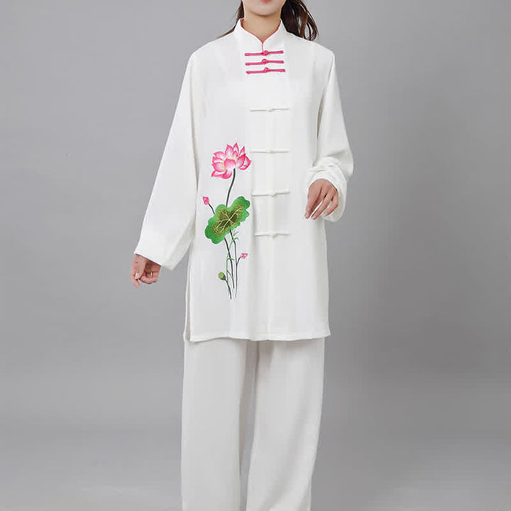 Conjunto de ropa para mujer con diseño de hojas y flores de loto y piedras de Buddha Stones para meditación, tai chi, oración y práctica espiritual zen - image 28