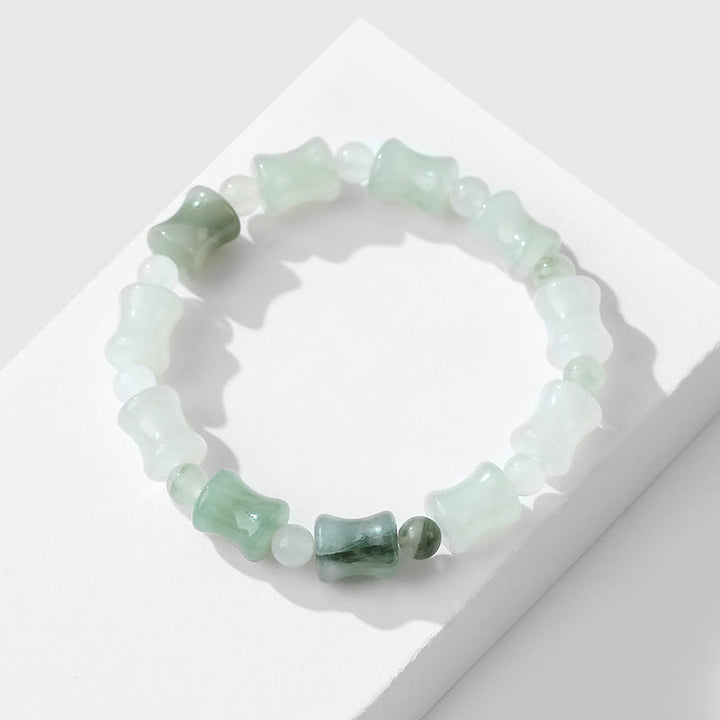 Pulsera de la suerte de la abundancia del patrón de bambú de la cáscara de coco del jade de las Buddha Stones