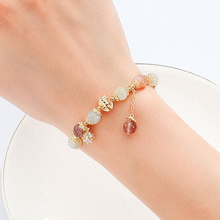 Pulsera de cuentas auspiciosas con circonita y ojo de gato de cuarzo rutilado colorido - image 3