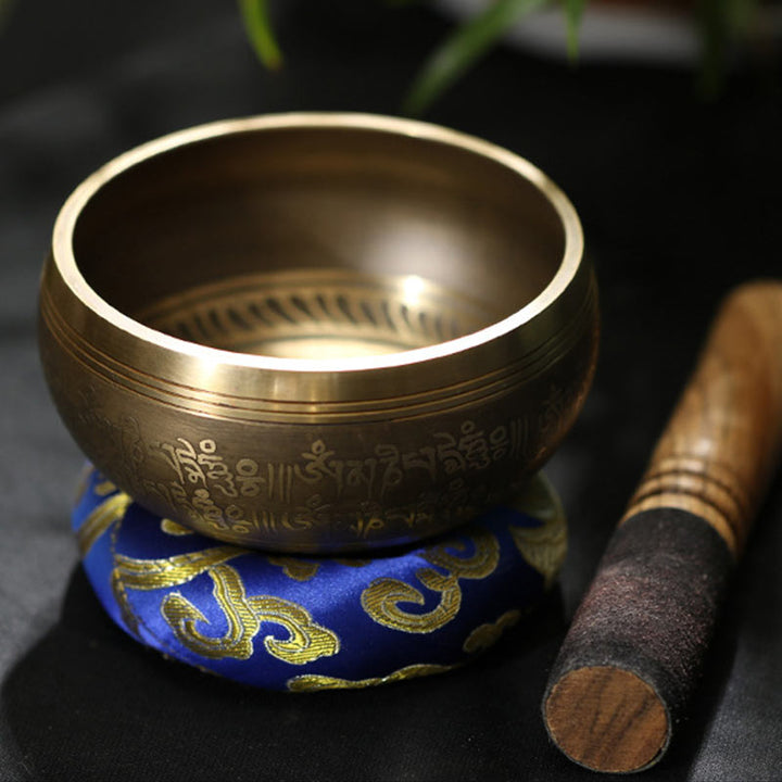 Cuenco con sonido de meditación tibetana con Buddha Stones hecho a mano para curación y atención plena, juego de cuencos para cantar