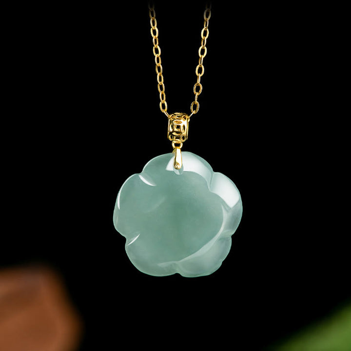 Collar con colgante de jade natural y rosa de la suerte con cadena de plata de ley 925 y hebilla de oro de 18 quilates con Buddha Stones - image 6