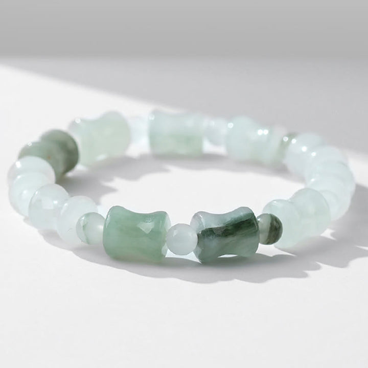 Pulsera de la suerte de la abundancia del patrón de bambú de la cáscara de coco del jade de las Buddha Stones