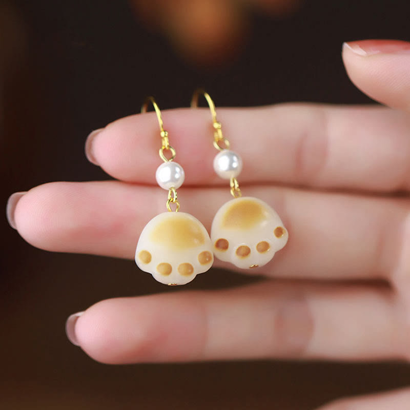 Pendientes colgantes con forma de garra de gato y paz con semillas de Bodhi - image 4