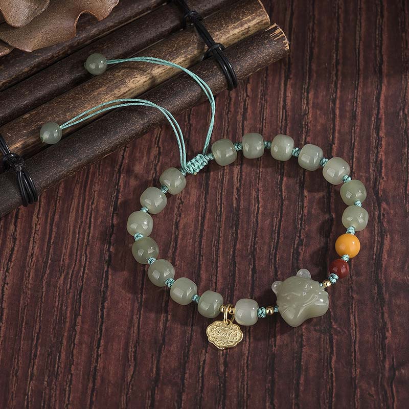 Pulsera de hilo de bendición de jade de tigre del zodíaco chino